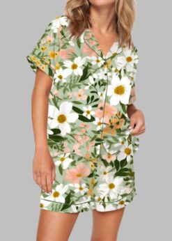 Sage Green Seamless Flowers Pajama Set