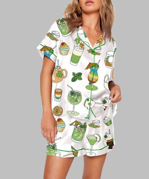 Saint Patricks Day Special Green Cocktails Print Pajama Set