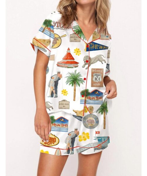 San Diego Travel Satin Pajama Set For Women