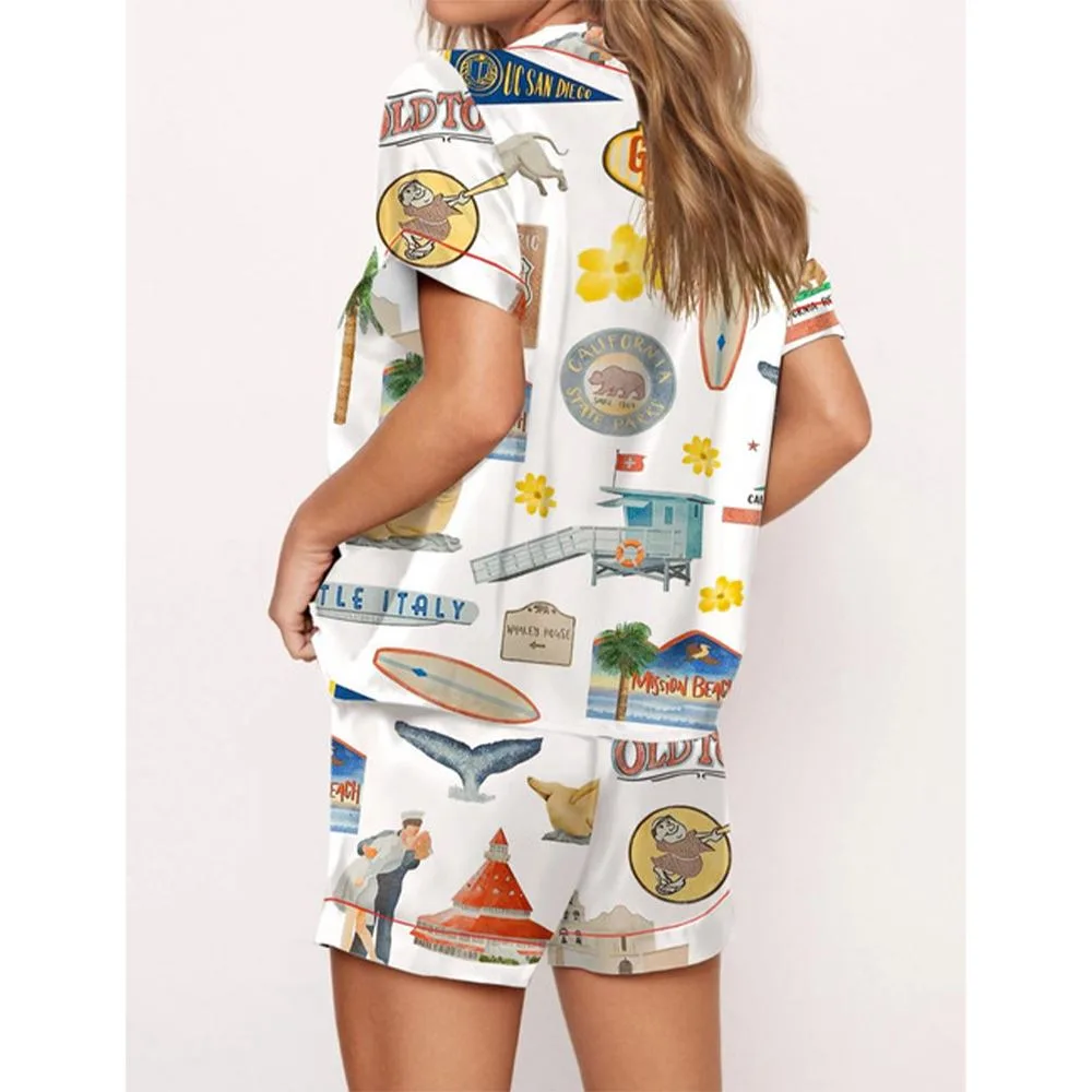 San Diego Travel Satin Pajama Set For Women - Image 2