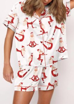 Santa Yoga Satin Pajama Set For Women