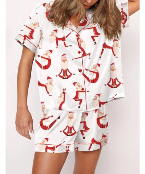Santa Yoga Satin Pajama Set For Women