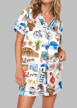 Santorini Greece Travel Pajama Set