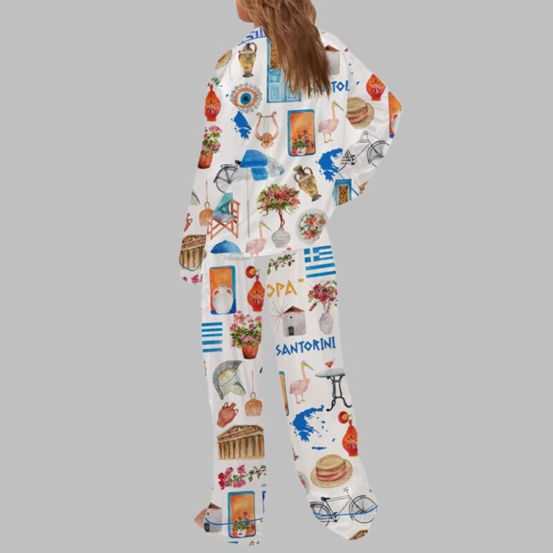 Santorini Greece Travel Pajama Set - Image 3