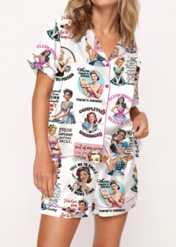 Sarcastic Retro Housewife Satin Pajama Set For Women