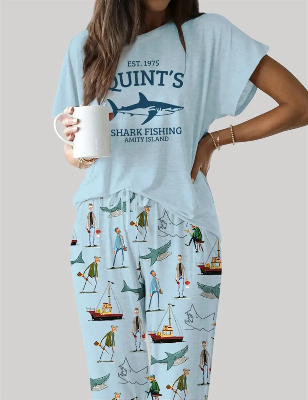 Shark Casual Pajama Set For Women