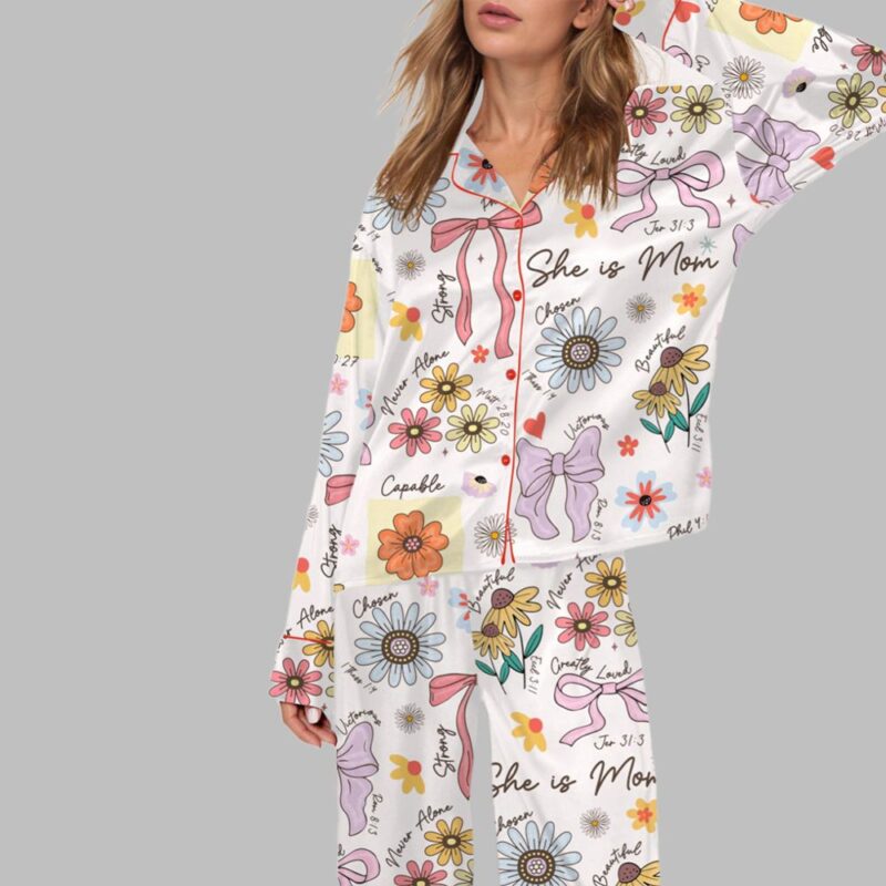 She Is Mom Coquette Mother's Day Gift Pajama Set - Image 2