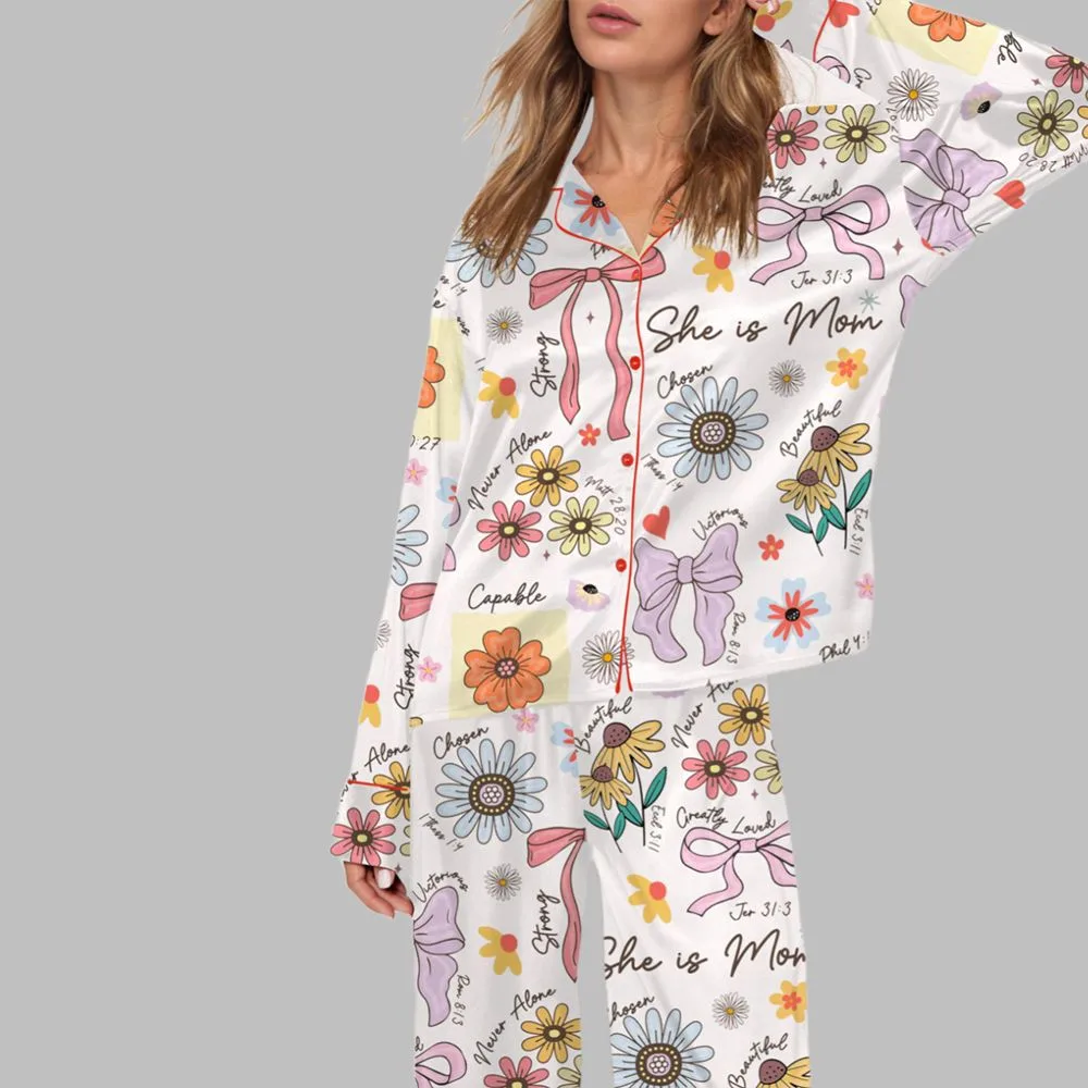 She Is Mom Coquette Mother's Day Gift Pajama Set - Image 2