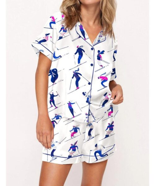 Ski Lover Satin Pajama Set For Women
