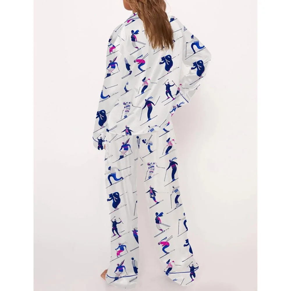 Ski Lover Satin Pajama Set For Women - Image 3