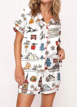Skiing In Switzerland Pajama Set For Women