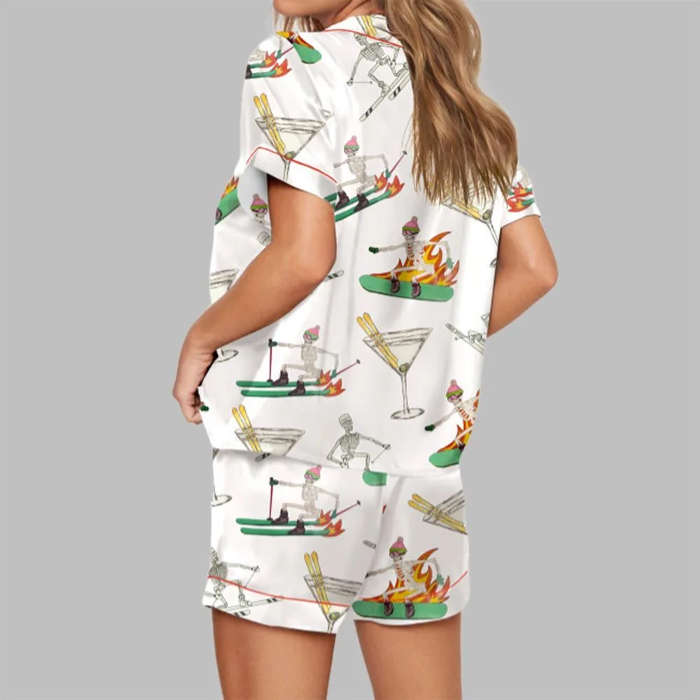 Skiing Skeleton Pajama Set For Women - Image 3