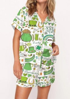 Slainte Irish Cheer St Patricks Day Pajama Set For Women