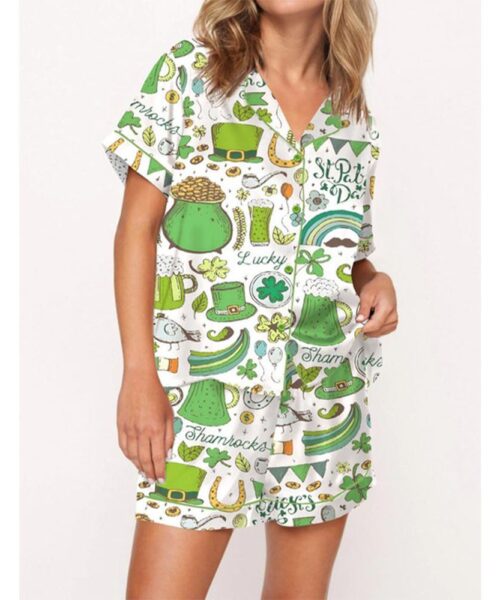 Slainte Irish Cheer St Patricks Day Pajama Set For Women
