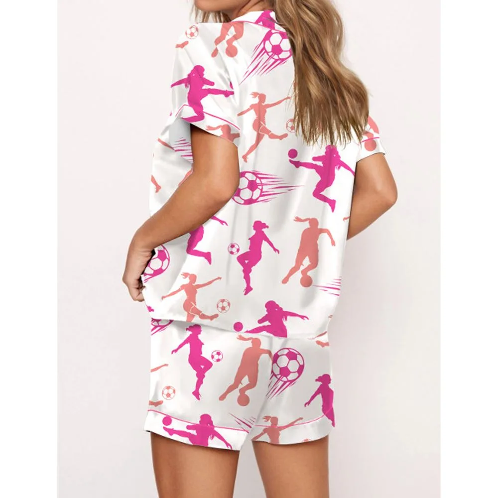 Soccer Satin Pajama Set For Women - Image 2