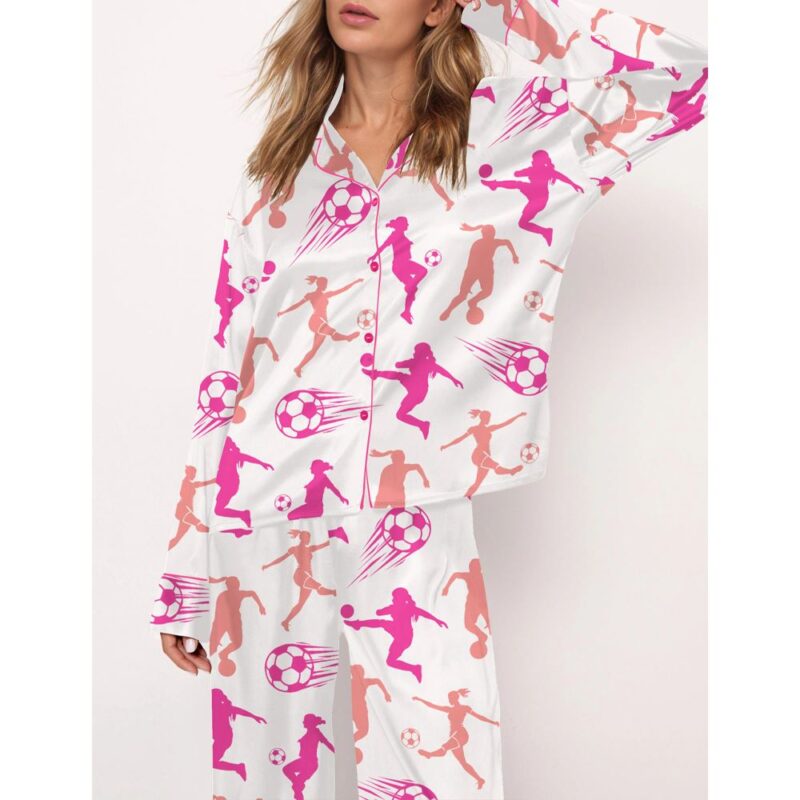 Soccer Satin Pajama Set For Women - Image 3