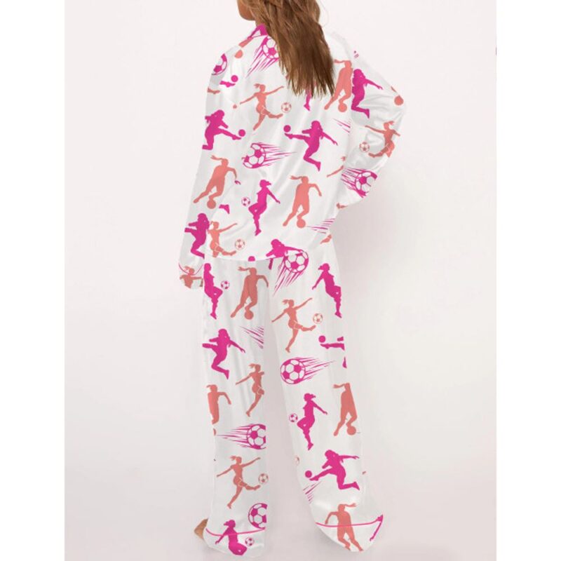 Soccer Satin Pajama Set For Women - Image 4