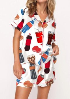 Soda Lover Satin Pajama Set For Women