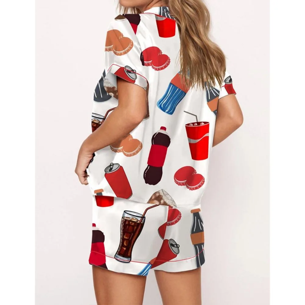 Soda Lover Satin Pajama Set For Women - Image 2