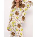 Softball Floral Satin Pajama Set For Women