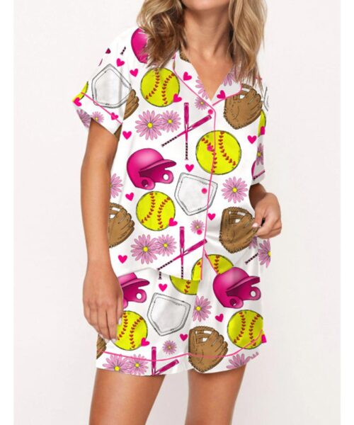 Softball Satin Pajama Set For Women