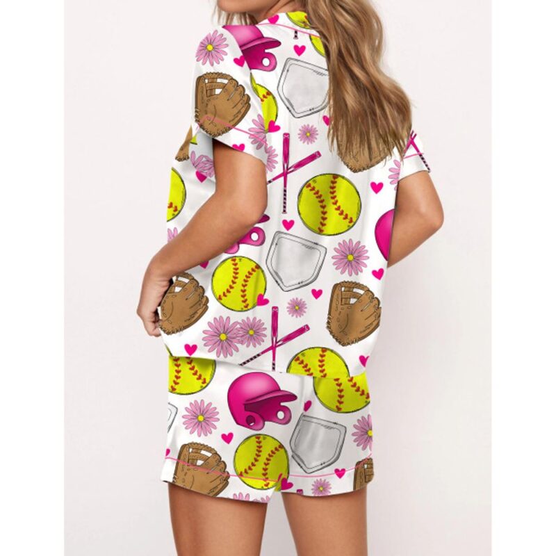 Softball Satin Pajama Set For Women - Image 2