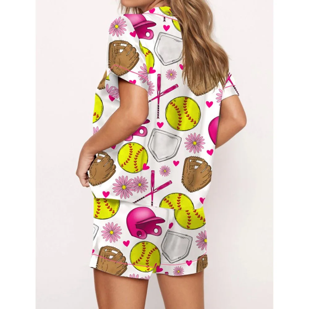 Softball Satin Pajama Set For Women - Image 2