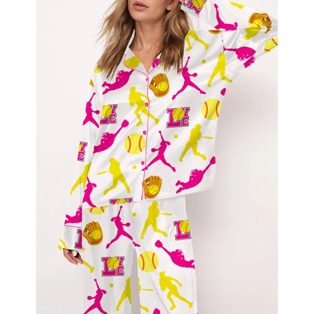 Softball Satin Pajama Set - Image 3