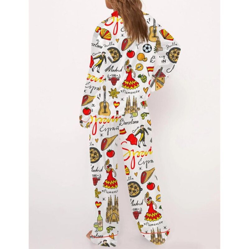Spain Travel Satin Pajama Set For Women - Image 3