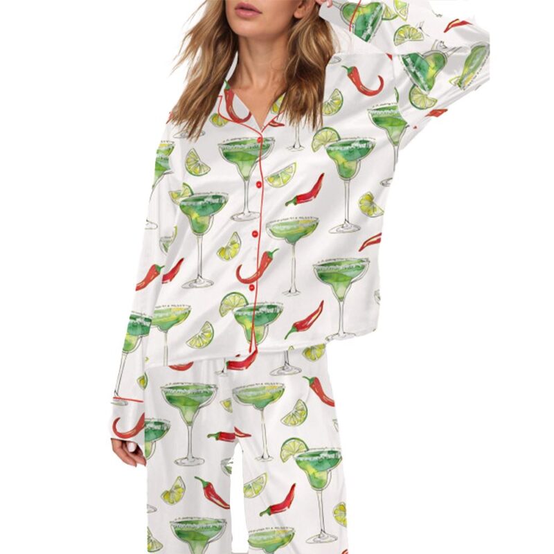 Spicy Margarita Satin Pajama Set For Women - Image 2