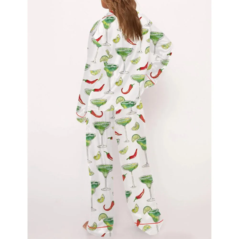 Spicy Margarita Satin Pajama Set For Women - Image 3