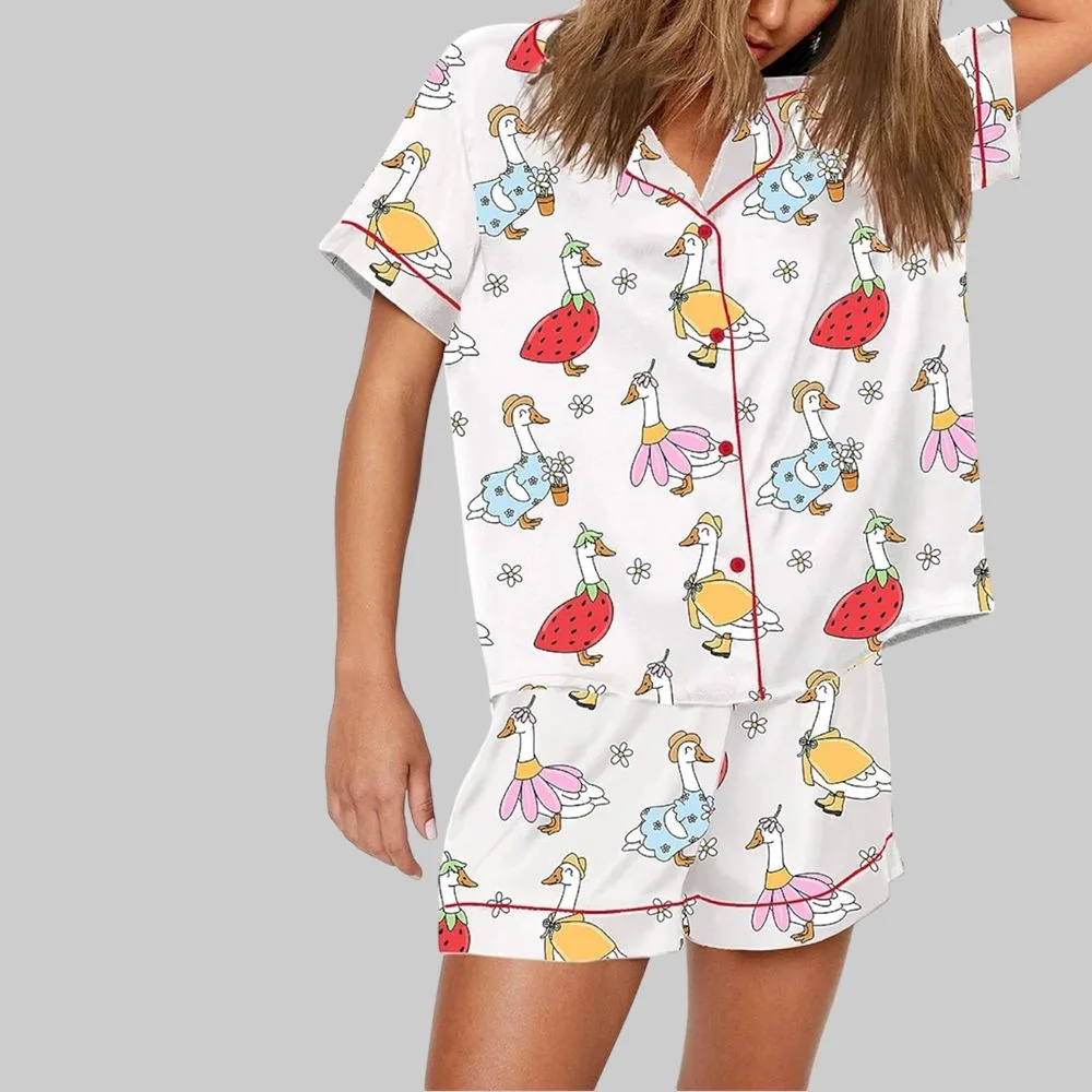 Spring Porch Goose Pattern Pajama Set - Image 2