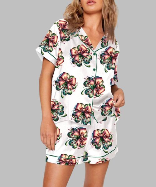 St. Patrick's Day Disco Shamrock Print Pajama Set