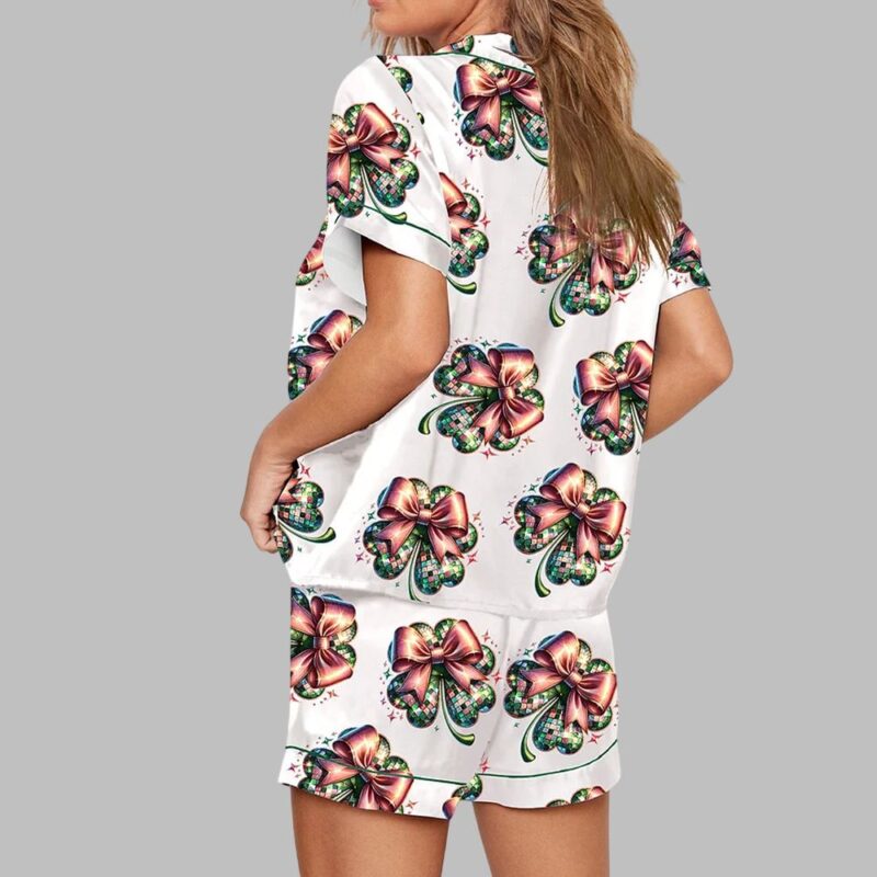 St. Patrick's Day Disco Shamrock Print Pajama Set - Image 3