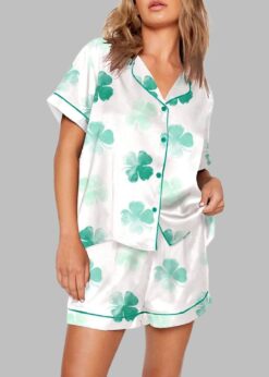St. Patrick's Day Watercolor Clover Pajama Set