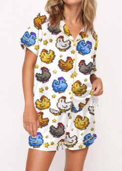 Stardew Valley Chicken Satin Pajama Set For Women