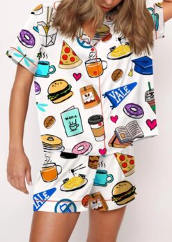 Stars Hollow Luke's Diner Chilton Dragonfly Inn Satin Pajama Set For Women