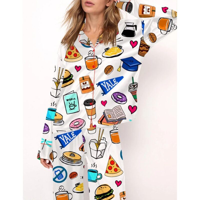 Stars Hollow Luke's Diner Chilton Dragonfly Inn Satin Pajama Set For Women - Image 2