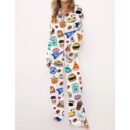 Stars Hollow Luke's Diner Chilton Dragonfly Inn Satin Pajama Set For Women