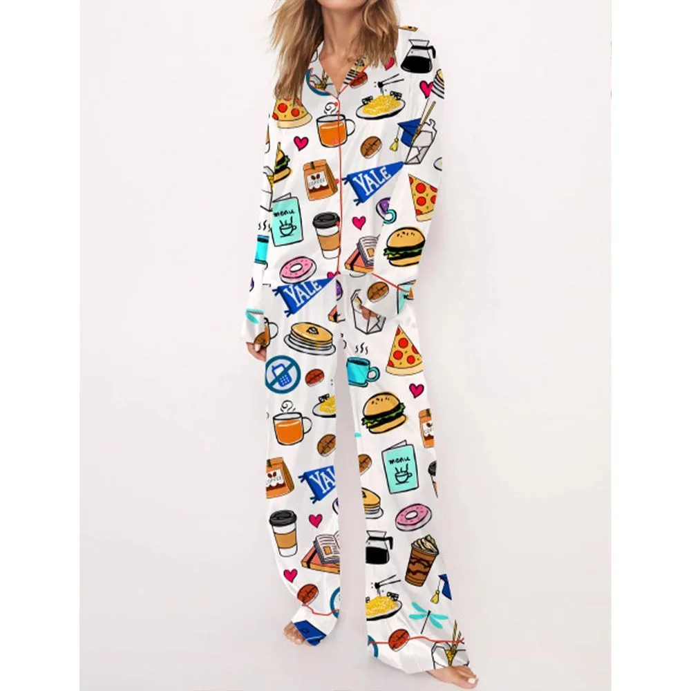 Stars Hollow Luke's Diner Chilton Dragonfly Inn Satin Pajama Set For Women - Image 3