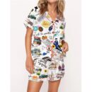 Stars Hollow Satin Pajama Set For Women