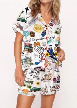 Stars Hollow Satin Pajama Set For Women