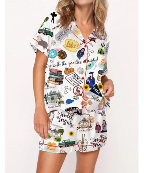 Stars Hollow Satin Pajama Set For Women
