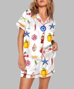 Summer Aesthetic Collage Pattern Pajama Set