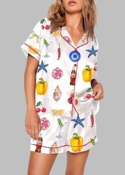 Summer Aesthetic Collage Pattern Pajama Set