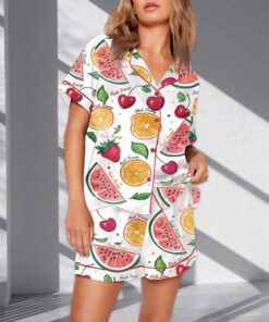 Summer Fruit FDT Print Pajama Set For Women