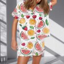 Summer Fruit FDT Print Pajama Set For Women