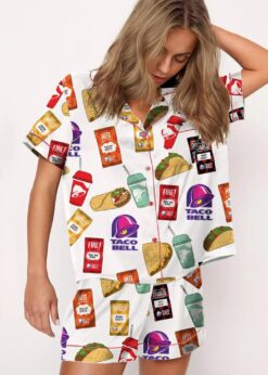 Taco Print Pajama Set For Women