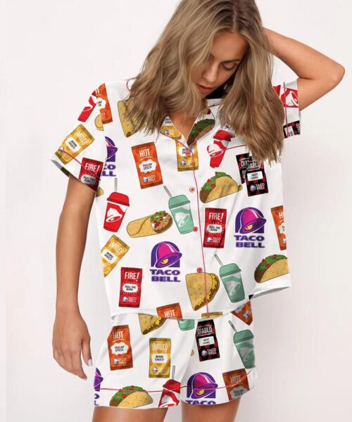 Taco Print Pajama Set For Women