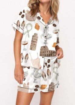 Take Me To Italy Satin Pajama Set For Women